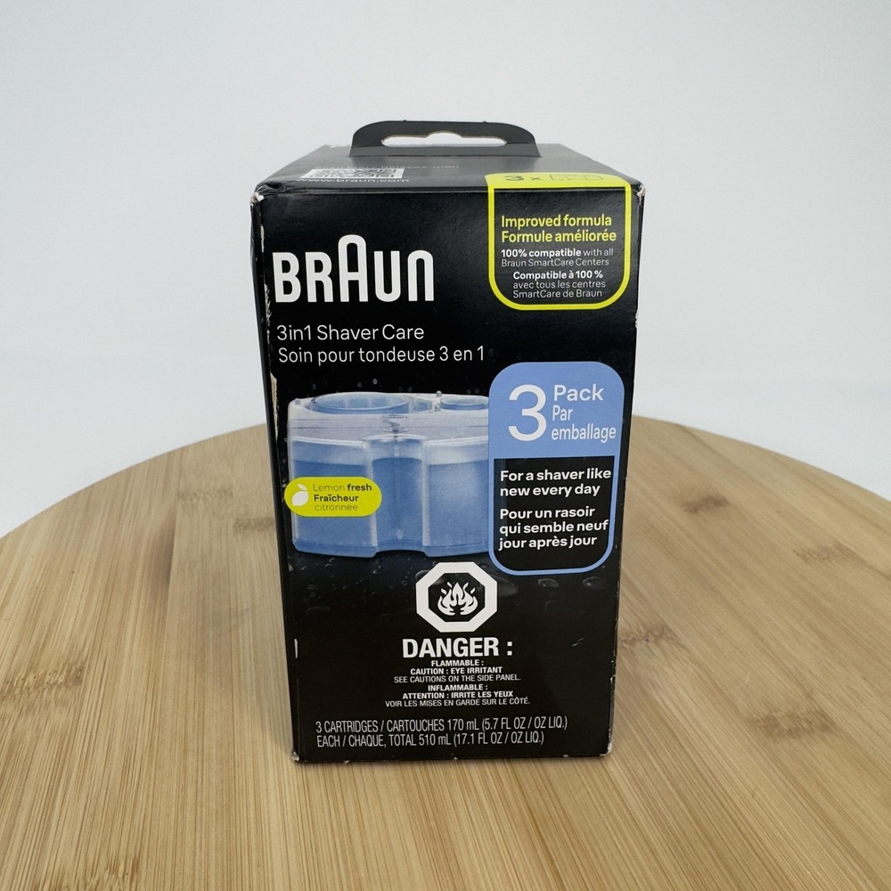 Braun‎ 3in1 Shaver Care Lemon Fresh Cleaning Cartridges 3 Pack Made in Ireland